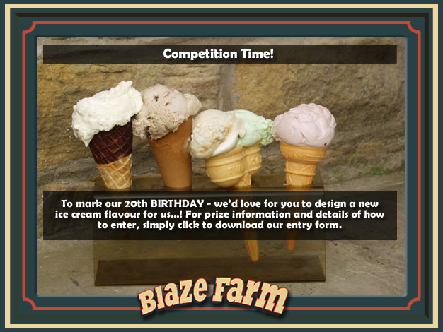 Competition time - to mark our 20th birthday, design a new ice cream flavour for us!. Click for further information.